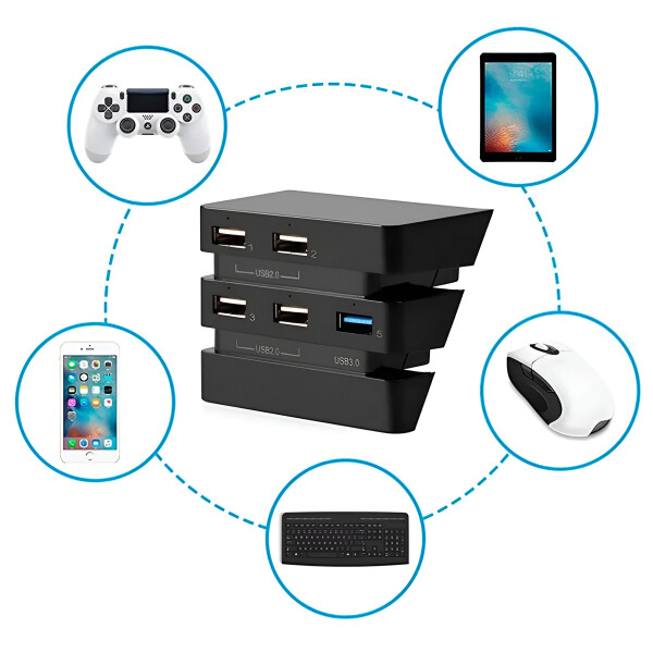 Hub Adaptador 5 Puertos Usb Extensión Playstation Ps4 Pro Ax Hub Adaptador 5 Puertos Usb Extensión Playstation Ps4 Pro Ax