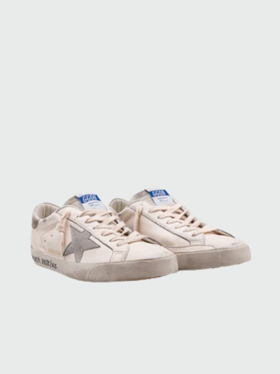 Golden Goose-Championes de cuero acordonados, Super Star - Blanco 