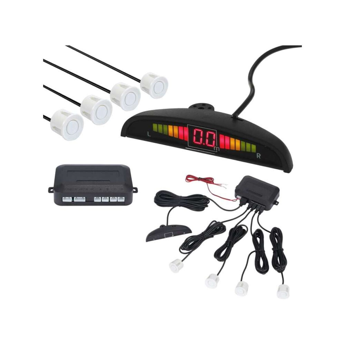 Sensor Marcha Atras De 4 Sensores Con Display - Blanco 