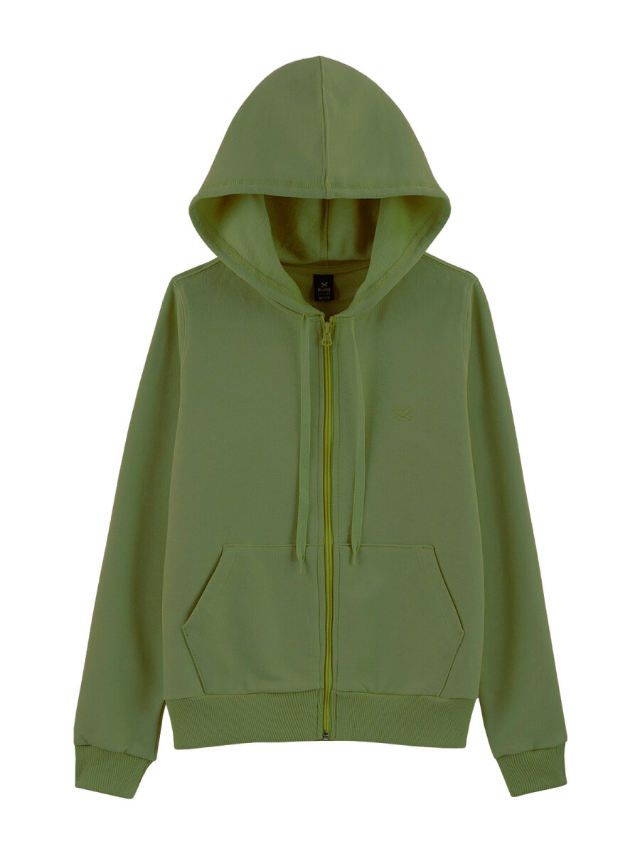 CAMPERA FEMENINA BÁSICA CON FELPA - VERDE 