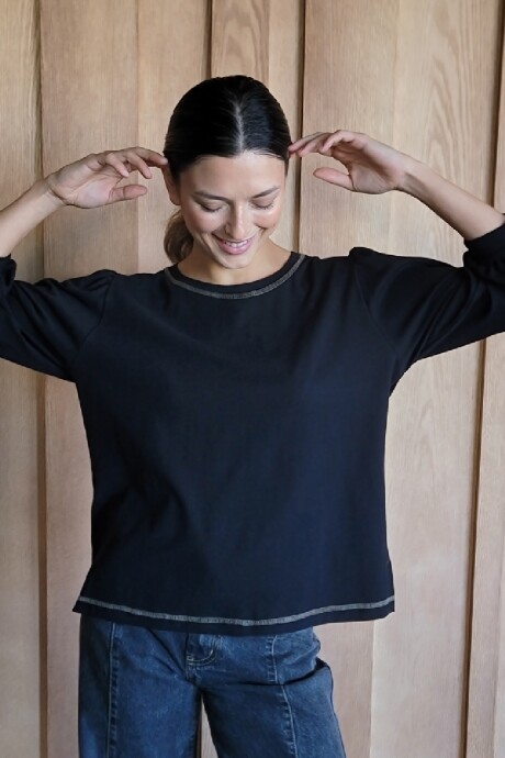 Remera Rose Cotton Negro 1