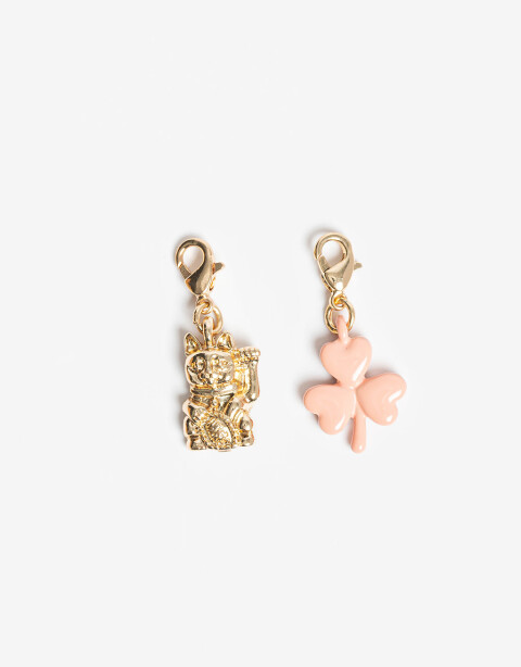 Dijes Lucky charm Set De Dijes Trébol Y Gatito - Dorado