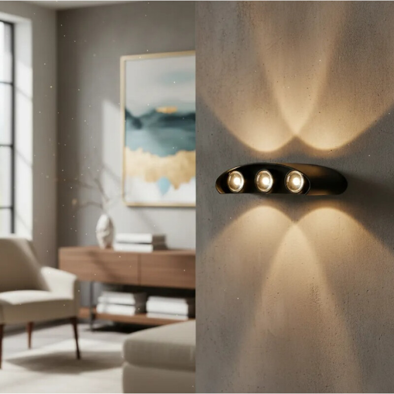 Aplique Bidireccional Exterior Jardín Led Integrado 6x2w Negro