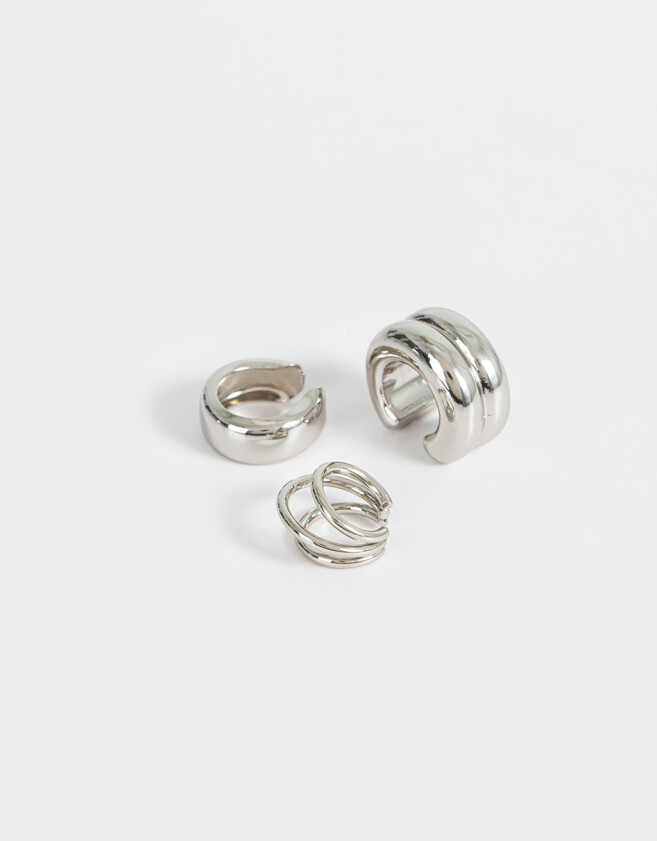 Bijou Cuff Chunky Edition Set De Earcuff De Metal - Plateado