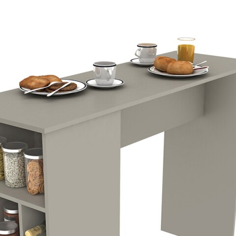 Mueble Barra Desayunador con Estantería y Vinera - MDP Cinza