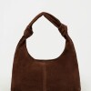 Cartera al hombro Juana en Cuero Gamuza Marron