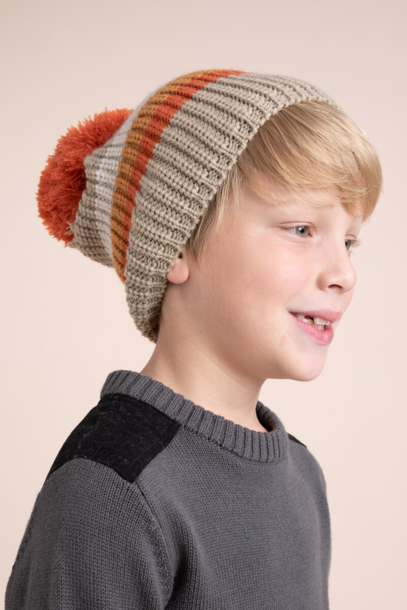 Gorro combinado con pompón Naranja