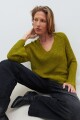 Sweater cinta escote V pistacho