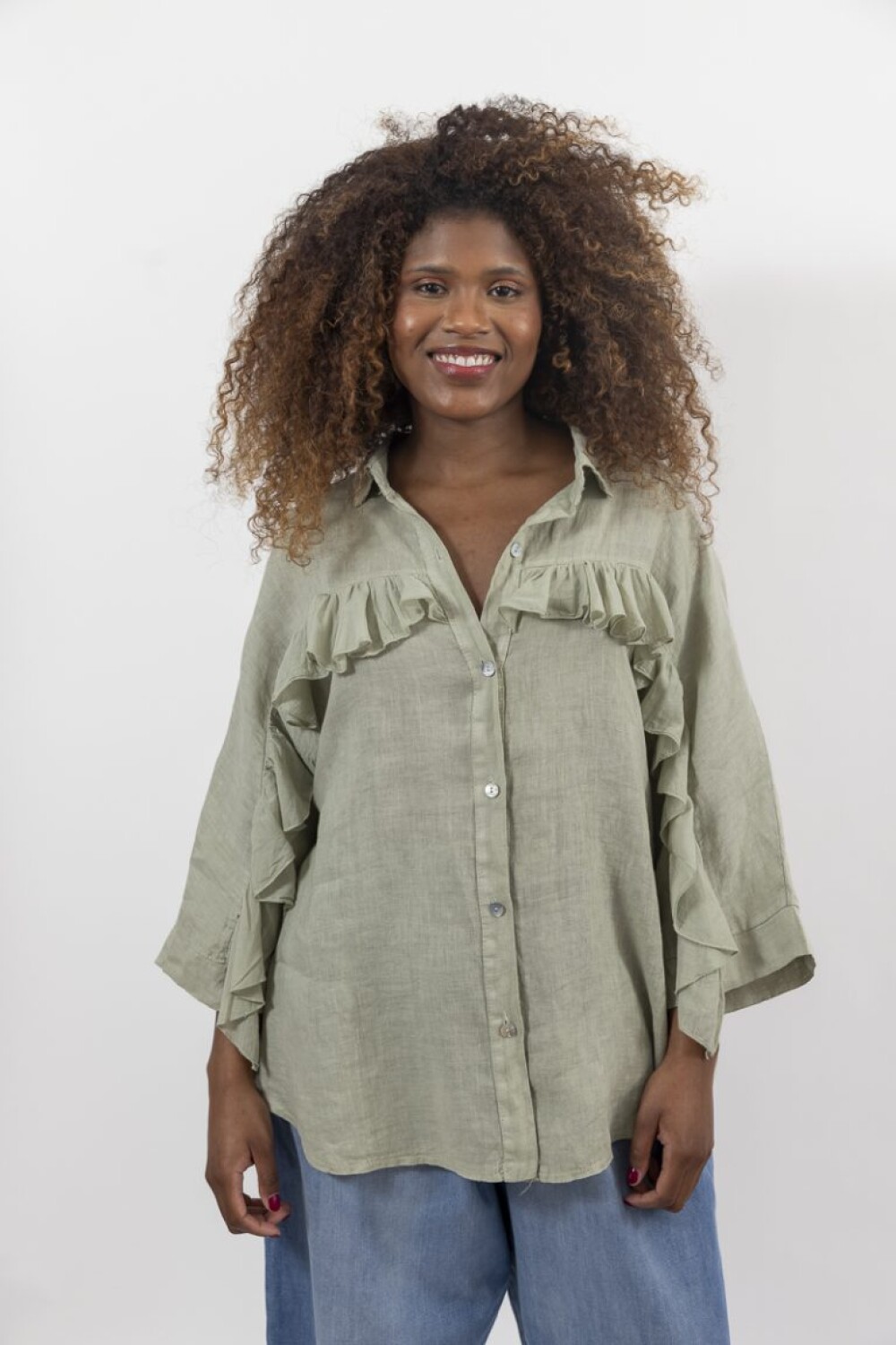 CAMISA LINO VOLADOS ALBA VERDE