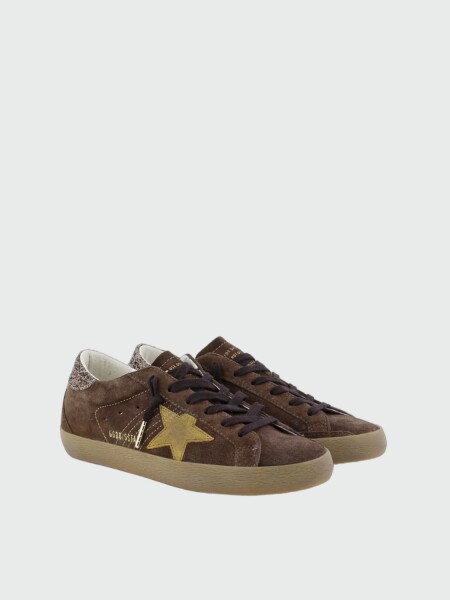 GOLDEN GOOSE - ZAPATILLA SUPER STAR CON CAPELLADA, PUNTERA, LENGÜETA Y ESTRELLA EN GAMUZA Y TALÓN EN GLITTER Alta Automática