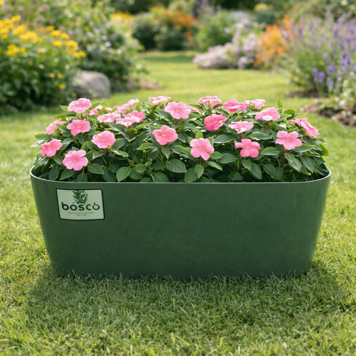 MACETA JARDINERA RECTANGULAR MACCHIA 32CM VERDE 