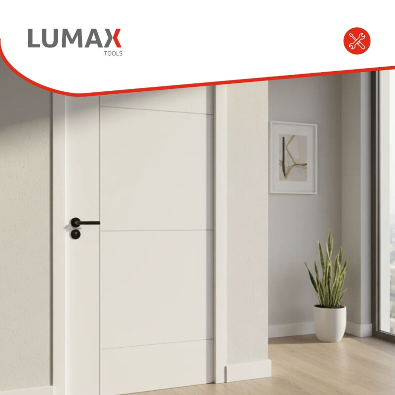 Puerta Desarmada Interior en MDF con Marco y Cerradura Lumax Marrón Claro Diseño Ankara Herraje Negro