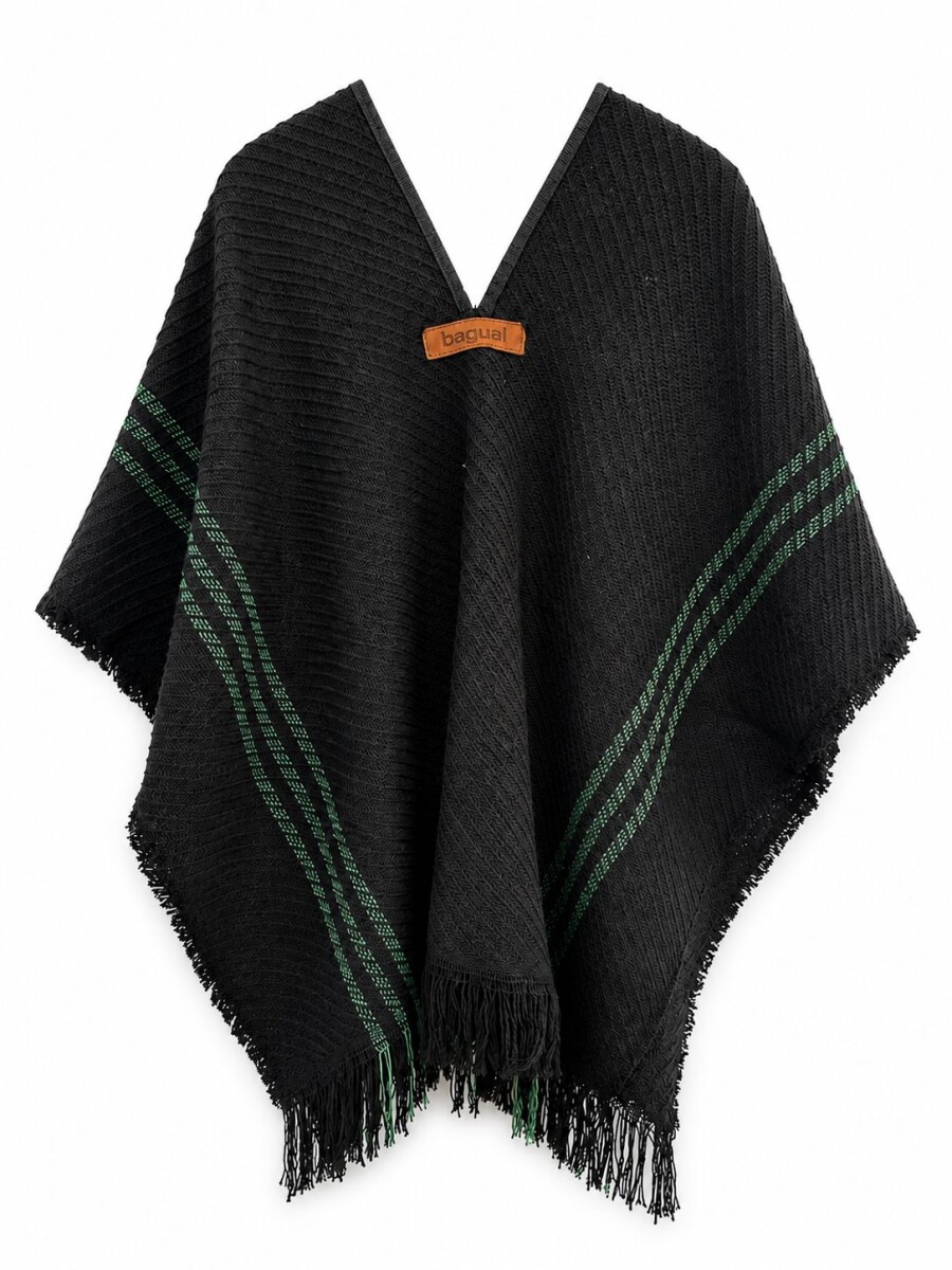 Poncho niño - Negro con verde 