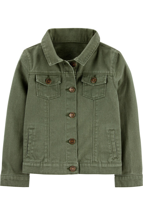 Campera de sarga, estilo jean, verde Sin color