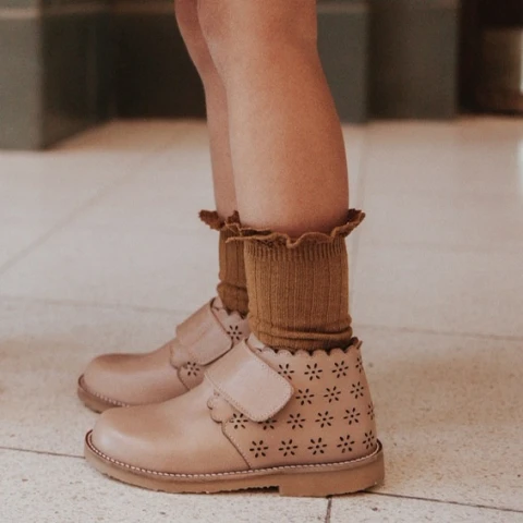 Botas De Cuero Velcro Avellana