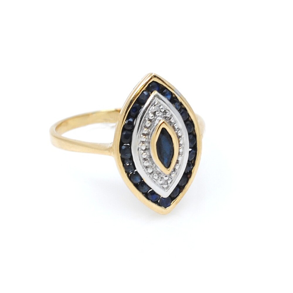 Anillo oro 18k dos tonos ,zafiros y brillantes Anillo oro 18k dos tonos ,zafiros y brillantes