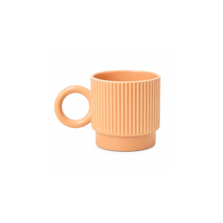 Taza de cerámica facetada con asa circular Coral