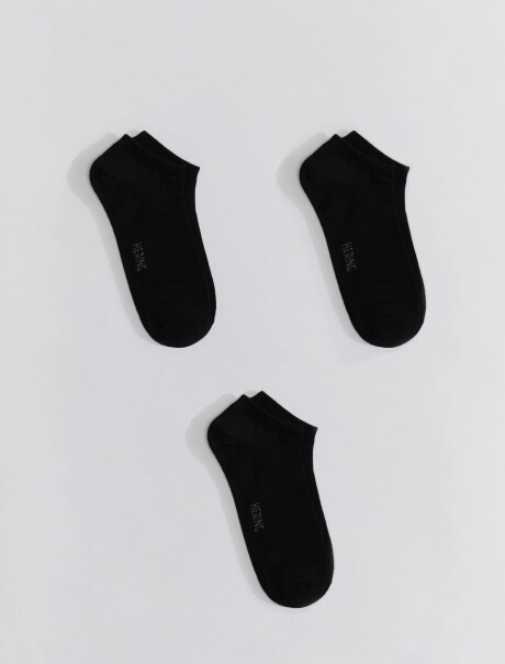 KIT CON TRES PARES DE MEDIAS UNISSEX DE CAÑO CORTO NEGRO