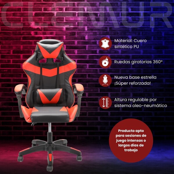 Silla Gamer De Escritorio Ergonomica Pc Gaming Tela Cuero Sintetico Imback Negro y Rojo Silla Gamer De Escritorio Ergonomica Pc Gaming Tela Cuero Sintetico Imback Negro y Rojo