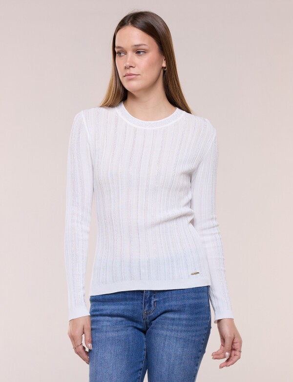 Blusa Entallada Con Detalles Tornasolados BLANCO