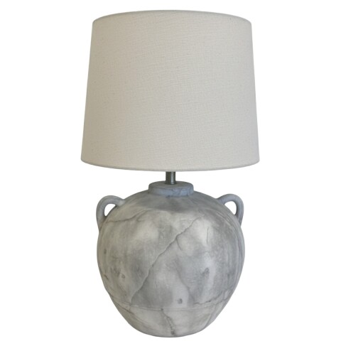 LAMPARA BEIGE C/BASE CERAMICA GRIS P/MESA Unica