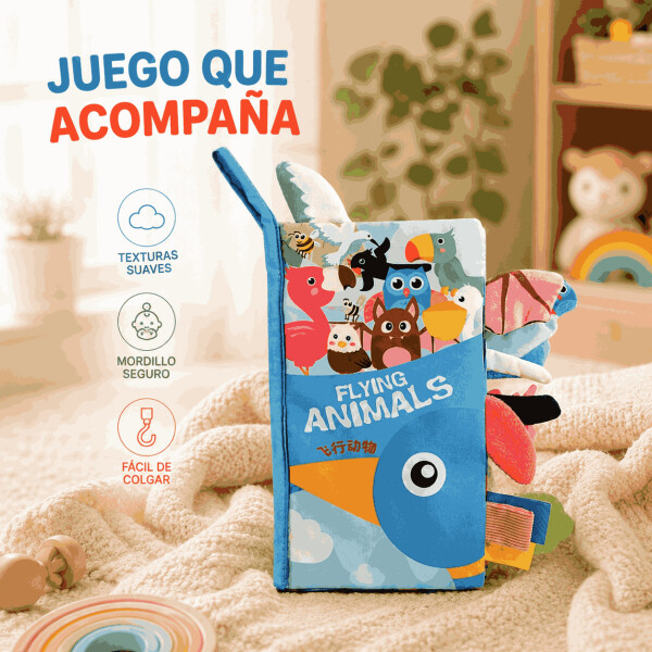 Libro Sensorial para Bebé con Colas, Mordillo y Sonidos Azul