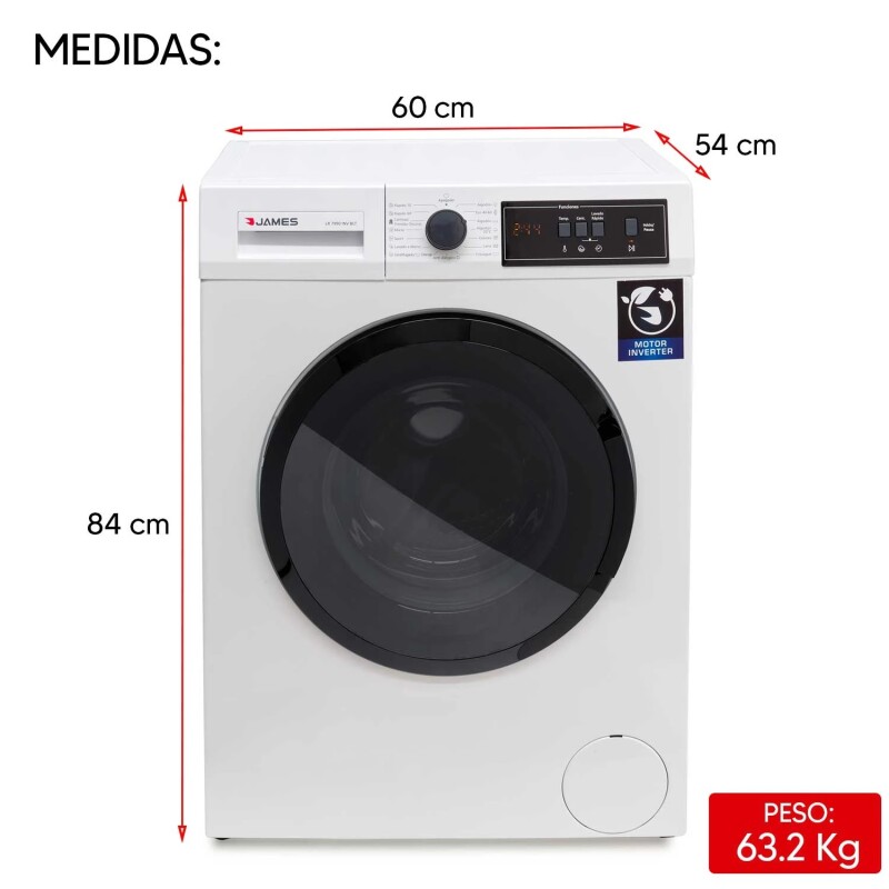 Lavarropas Carga Frontal James Lr 7990 Inv 7kg Inverter Eh Color Blanco Lavarropas Carga Frontal James Lr 7990 Inv 7kg Inverter Eh Color Blanco