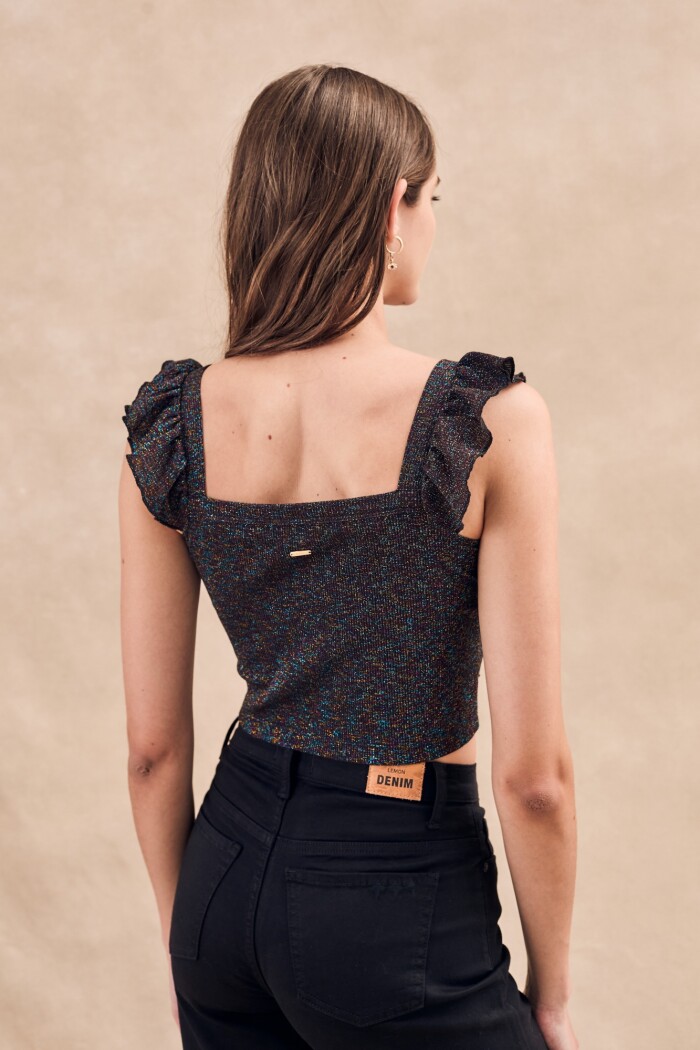 Top Volados Lurex Negro