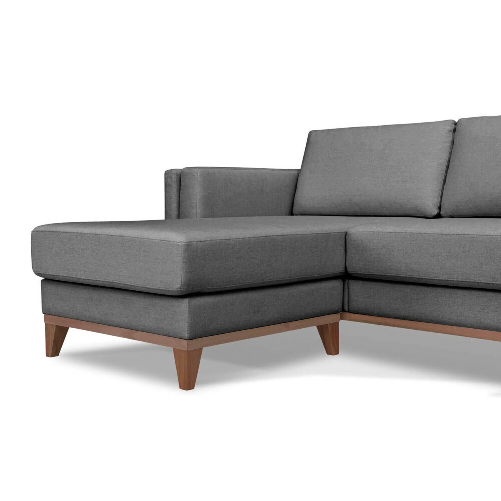 SILLÓN CON CHAISE 3 CUERPOS TELA-PREMIUM GRIS EASY CLEAN LUXOR GRIS OSC