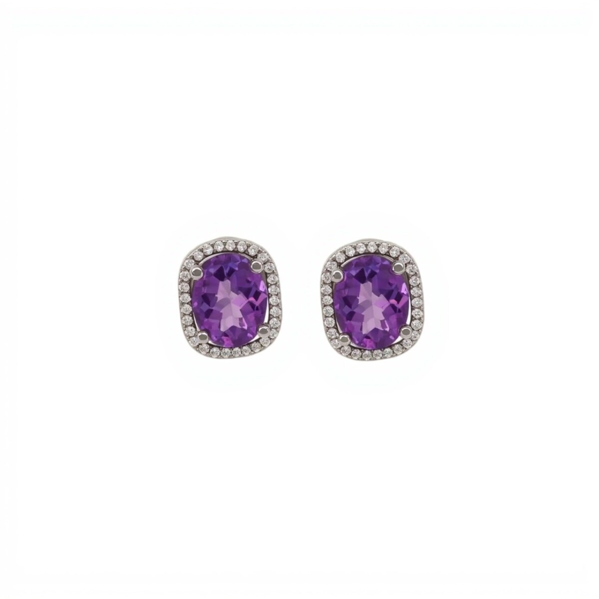 Caravanas Amatista-Plata 925-Con Amatista y Zirconia- CA4041 - conpiedra 