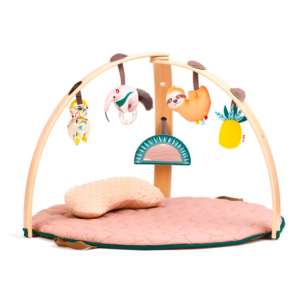 Gimnasio Actividades Alfombra Bebé Sensorial Arcos De Madera Color Rosa