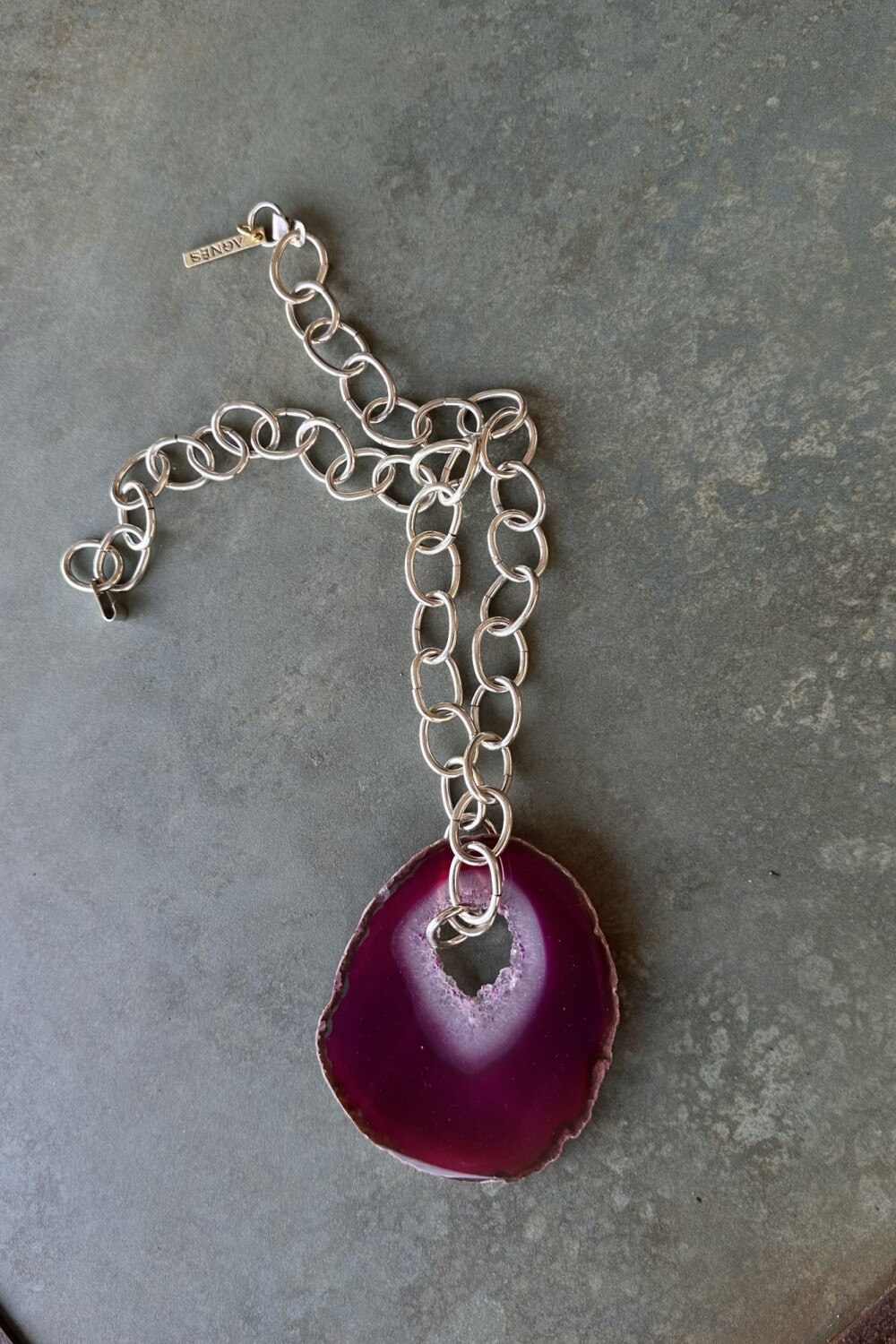 Agata Chain Necklaces Fucsia