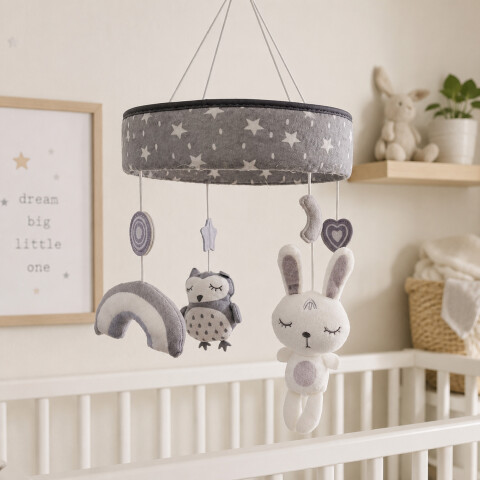 Móvil Musical Cuna Bebé Animalitos Peluche Giratorio 360° Blanco 1