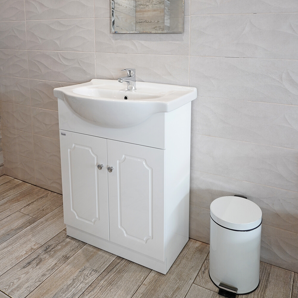 MUEBLE DE BAÑO DOS PUERTAS CON BACHA / COLOR BLANCO Mueble De Baño Dos Puertas Con Bacha / Color Blanco