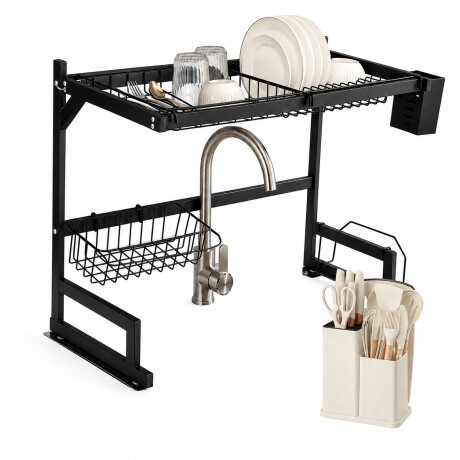 Set Utensilios Cocina 19Pz + Escurridor Ac.Inox Sobre Mesada Beige