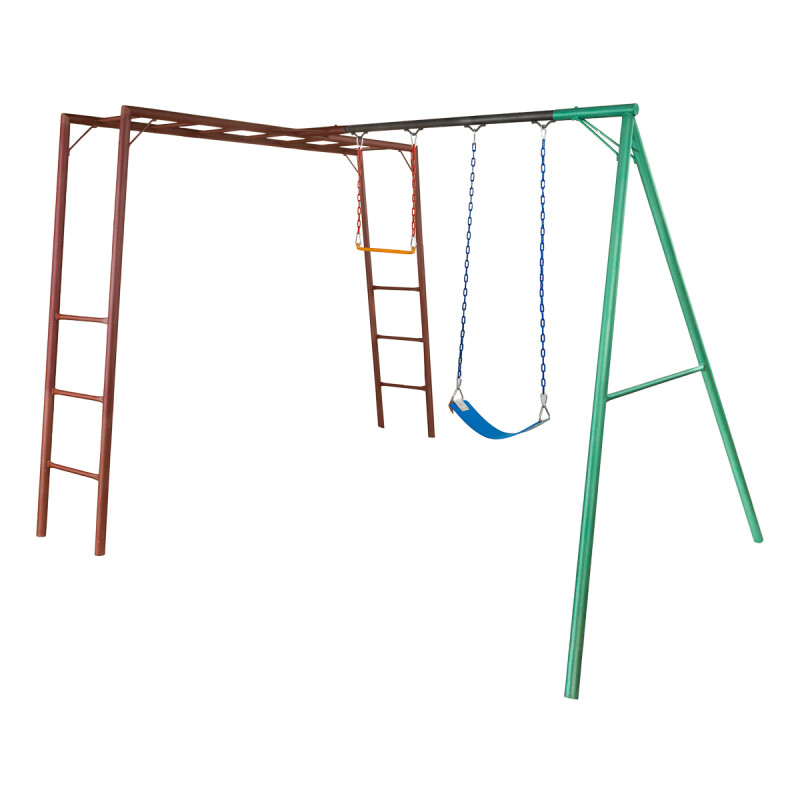 Pasamanos combinado con Juegos infantil diseñado para exterior con 1 hamacas de cincha, 1 trapecio. Pasamanos combinado con Juegos infantil diseñado para exterior con 1 hamacas de cincha, 1 trapecio.