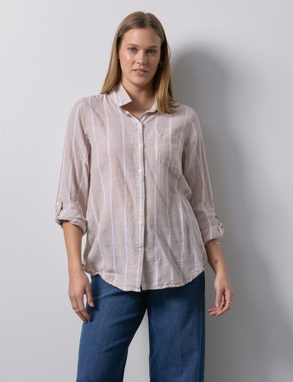 Camisa Lino BEIGE/MULTI