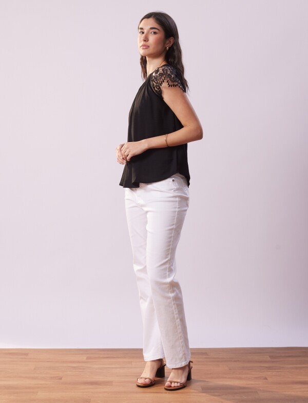 Blusa Broderie NEGRO
