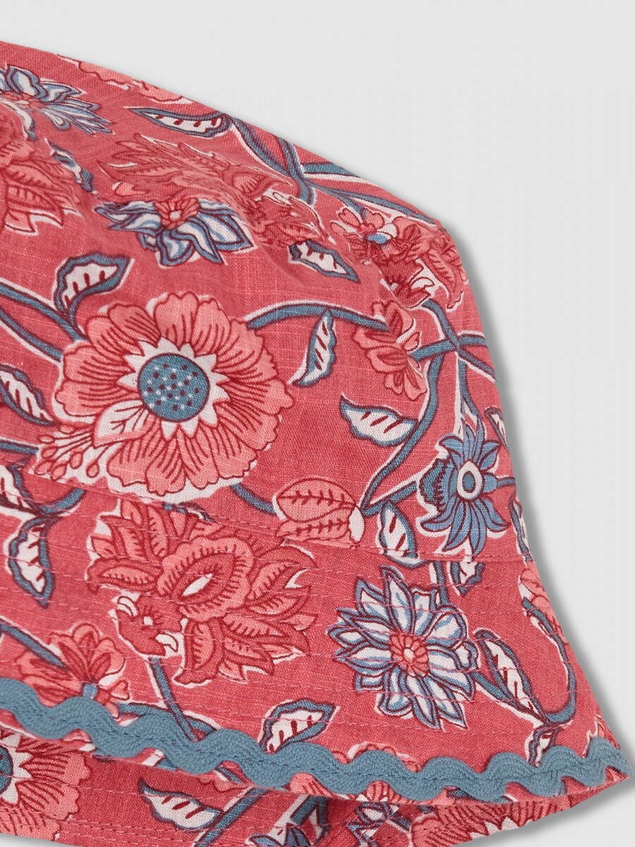 Gorro Estampado Flores Gris