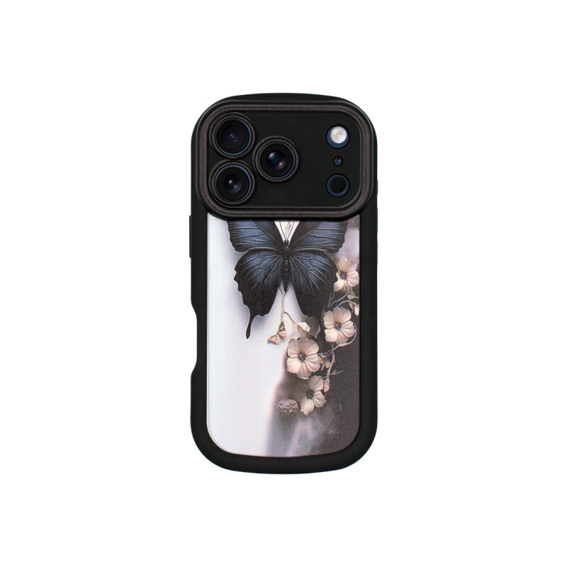 Protector para iPhone 17 Pro negro diseño mariposa Protector Para Iphone 17 Pro Negro Diseño Mariposa