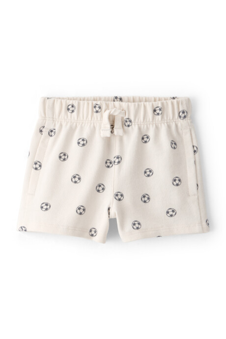 Short de algodón, color marfil, diseño pelotas Short de algodón, color marfil, diseño pelotas