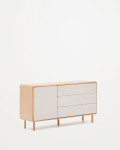 Aparador Anielle 1 puerta y 3 cajones de madera maciza y chapa de fresno 150 x 78 cm