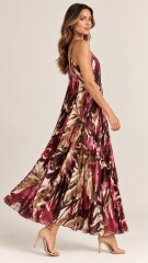 VESTIDO PLISADO BORDO
