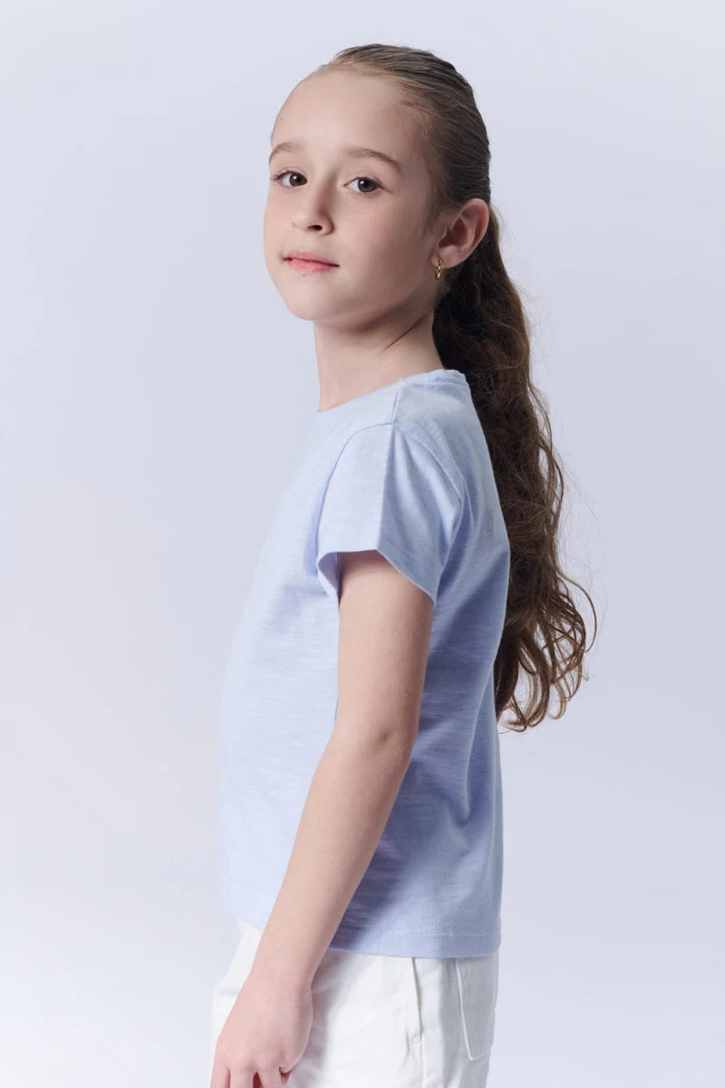 Remera manga corta slub estampa Lila