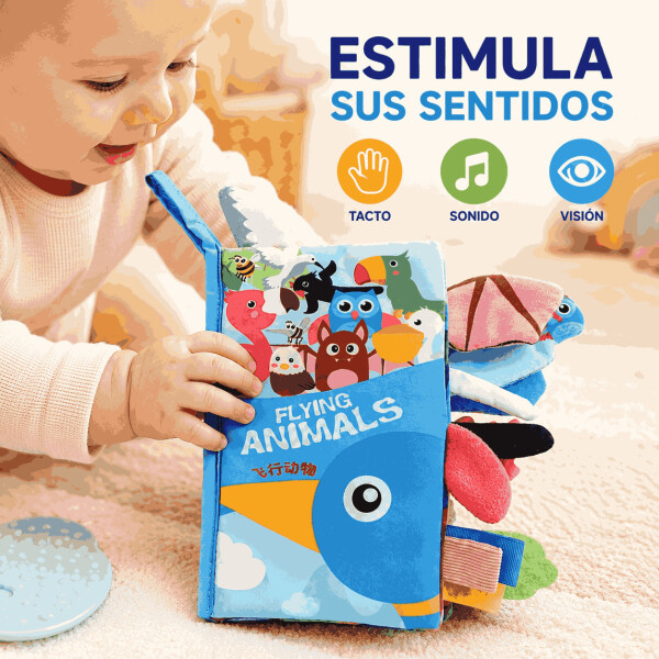 Libro Sensorial para Bebé con Colas, Mordillo y Sonidos Azul