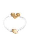 PULSERA DE CUERO BLANCO CON DETALLE DE CORAZÓN BAÑADO EN ORO 18K Pulsera