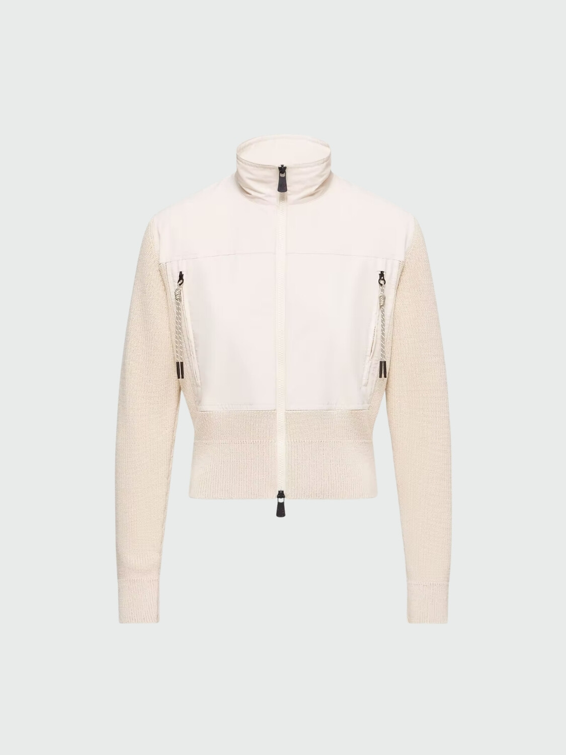 MONCLER - Cárdigan acolchado de algodón con cierre Gris