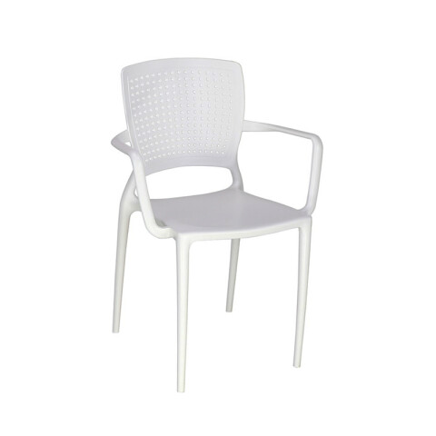 Silla respaldo calado con posabrazos blanca SAFIRA TD0594