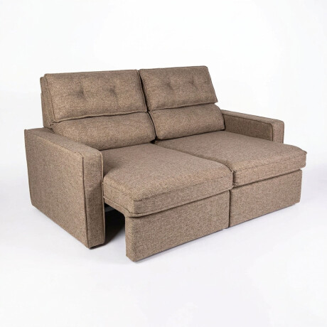 SOFA RETRACTIL 2 CUERPOS TELA MARRON AMBAR TOSTADO