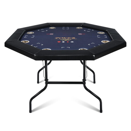 Mesa Póker Plegable 8 Personas con Posa Vasos Ub AZUL-NEGRO
